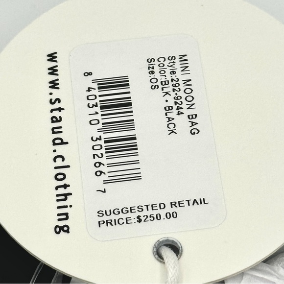 NWT Staud Mini Moon Purse in Polished Black Leather, Crossbody Bag , Brand NEW - Picture 7 of 17